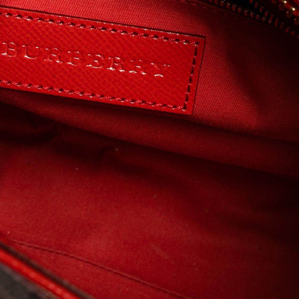 Burberry Haymarket Check Canvas und Lackleder Portrait Minford Satch Damen