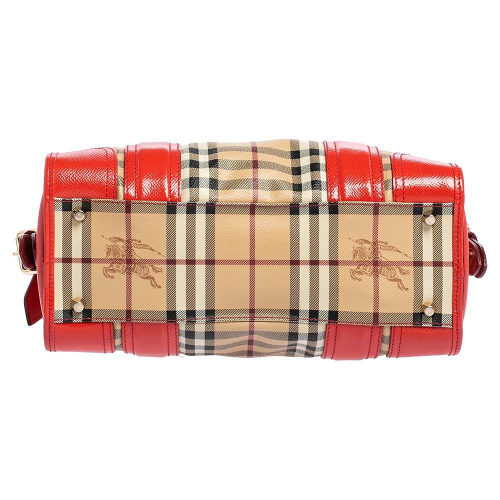 Burberry Haymarket Check Canvas und Lackleder Portrait Minford Satch 1