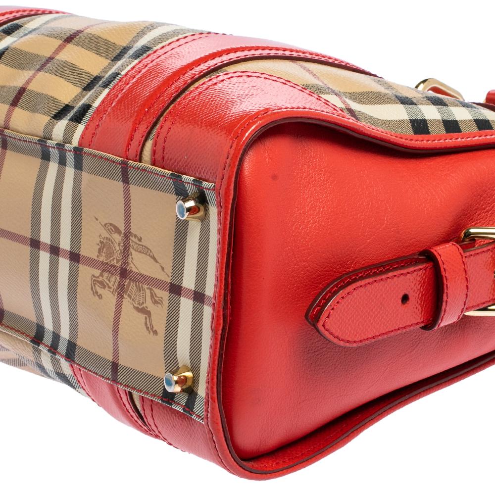 Burberry Haymarket Check Canvas und Lackleder Portrait Minford Satch 3