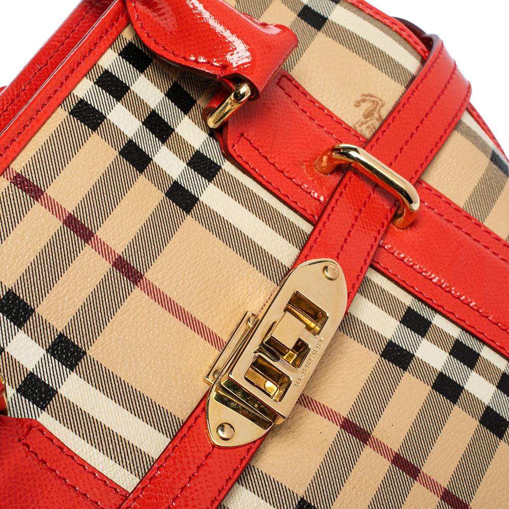 Burberry Haymarket Check Canvas und Lackleder Portrait Minford Satch 4