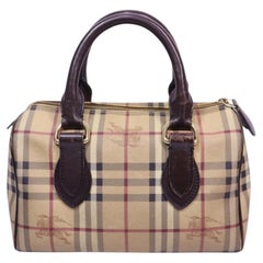 Burberry Haymarket Check Canvas & Leather Small Boston Bag