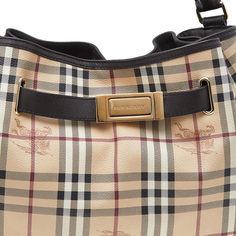 Burberry Haymarket Check Coated Canvas And Leather Medium Willenmore Hobo 4