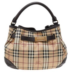 Burberry Haymarket Check Coated Canvas And Leather Medium Willenmore Hobo