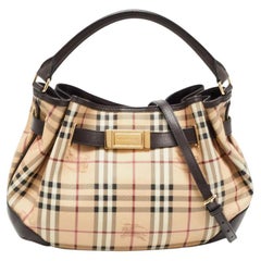 Burberry Haymarket Check Coated Canvas and Leather Medium Willenmore Hobo