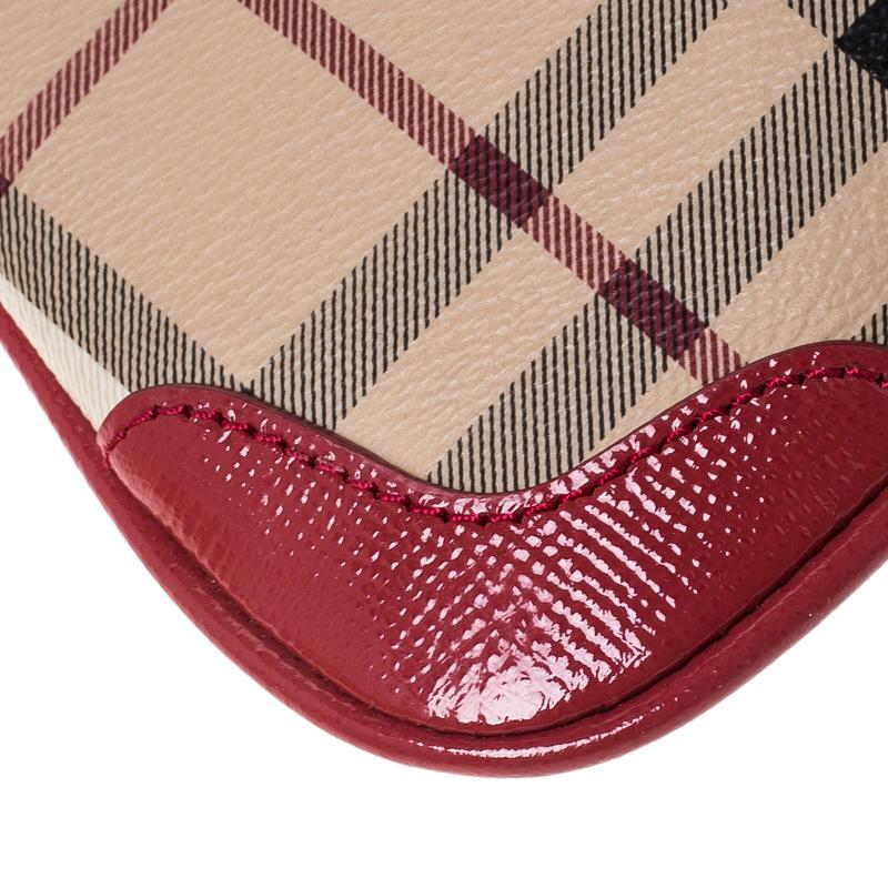 Burberry  Haymarket Check Coated Canvas and Patent Leather Crossbody Bag For Sale 2