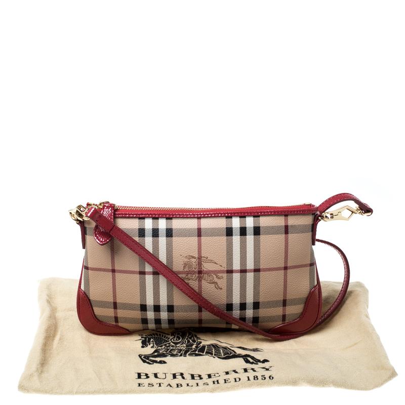 Burberry  Haymarket Check Coated Canvas and Patent Leather Crossbody Bag For Sale 4