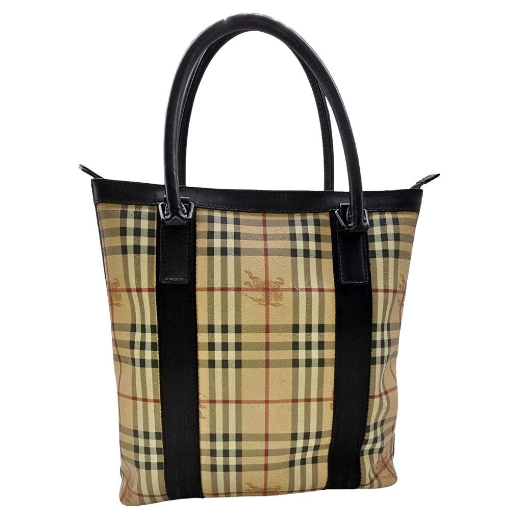 Burberry Haymarket Check Coated Canvas Tote For Sale