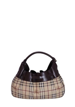 Burberry Haymarket Check Leather Hobo Shoulder Bag