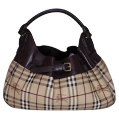 Burberry Haymarket Check Leather Hobo Shoulder Bag
