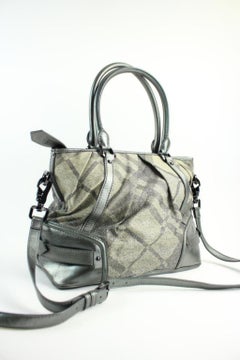 Burberry Haymarket Glitter Smoke Silver 2way 33bura12317 Grey Nova Check Canvas