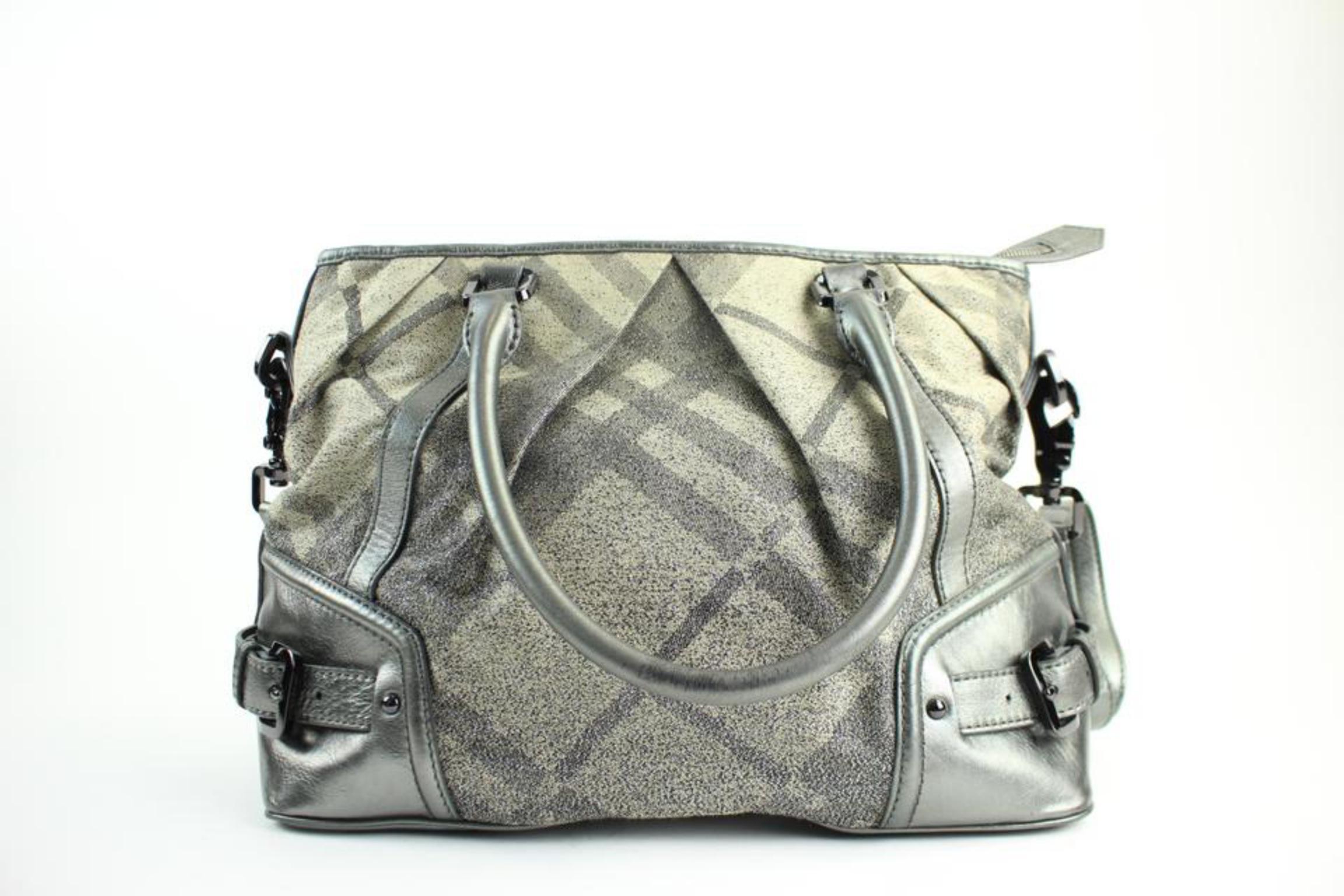 Burberry Haymarket Glitter Smoke Silver 2way 33bura12317 Grey Nova Check Canvas For Sale 1