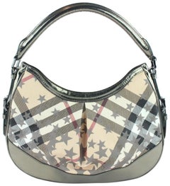 Vintage Burberry Haymarket Nova Check Stars Hernville 9burz1107 Coated Canvas Hobo