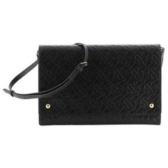 Burberry Hazelmere Wallet on Strap Monogram Embossed Leather