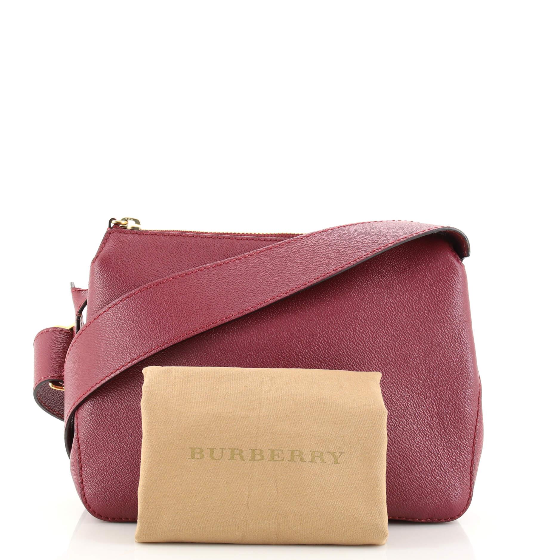 Burberry Helmsley Crossbody Bag Leather with House Check Canvas Small