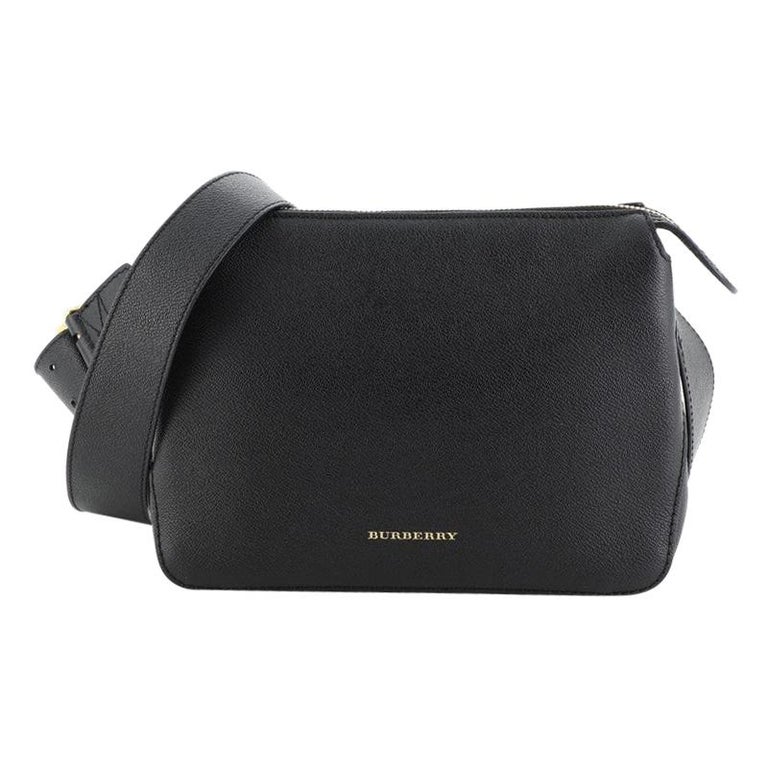 Burberry Helmsley Crossbody Bag Leather with House Check Canvas Small