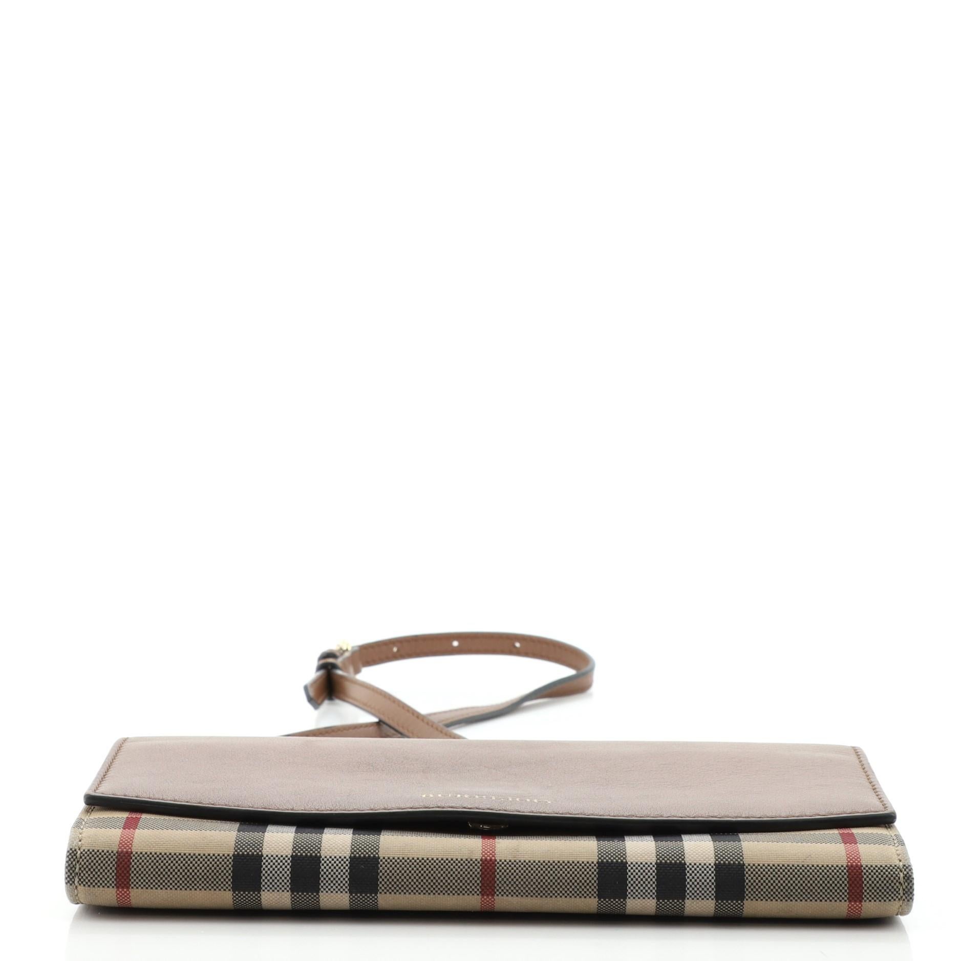 Burberry Henley Wallet on Chain Leather with House Check Canvas at