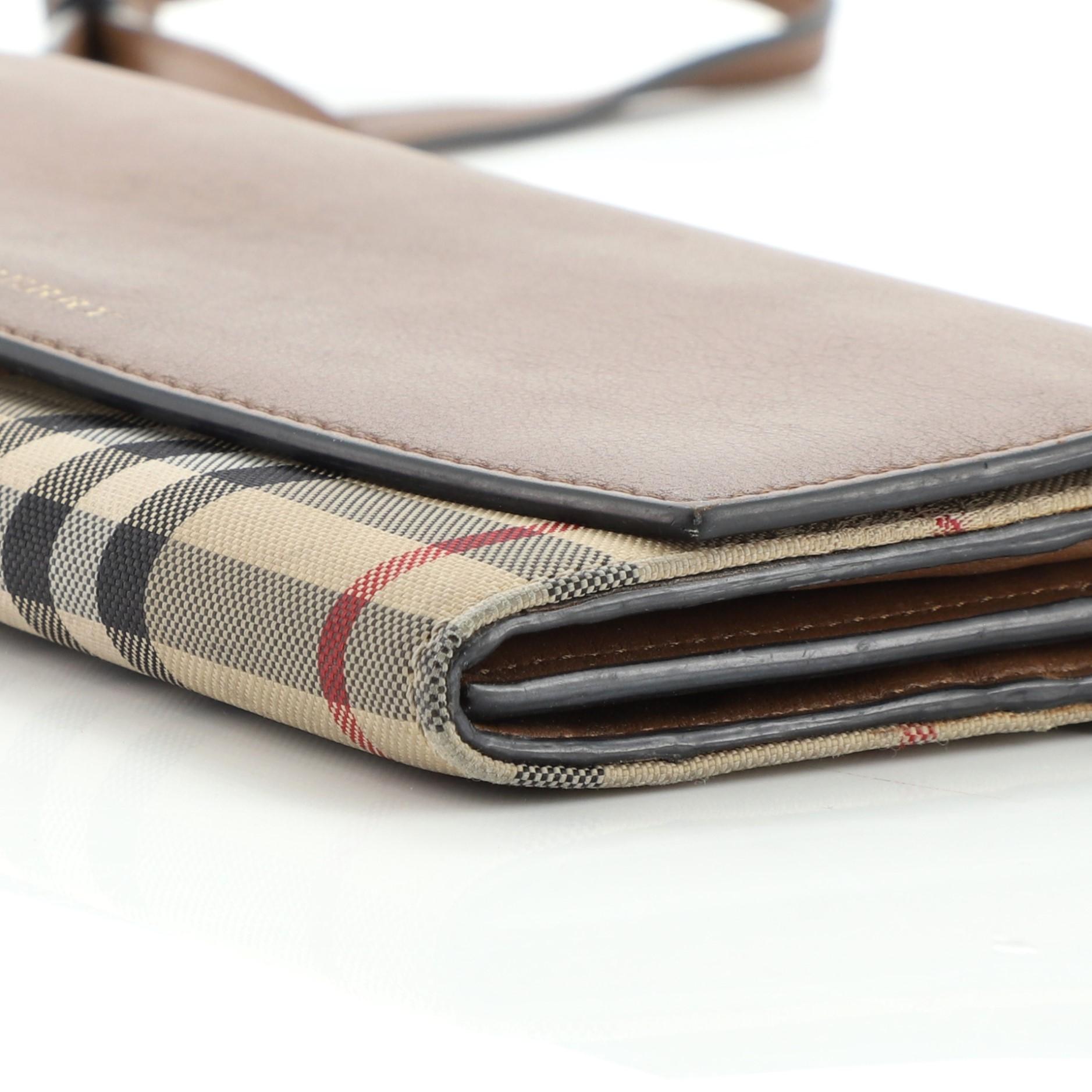 Burberry Henley Wallet on Chain Leather with House Check Canvas at
