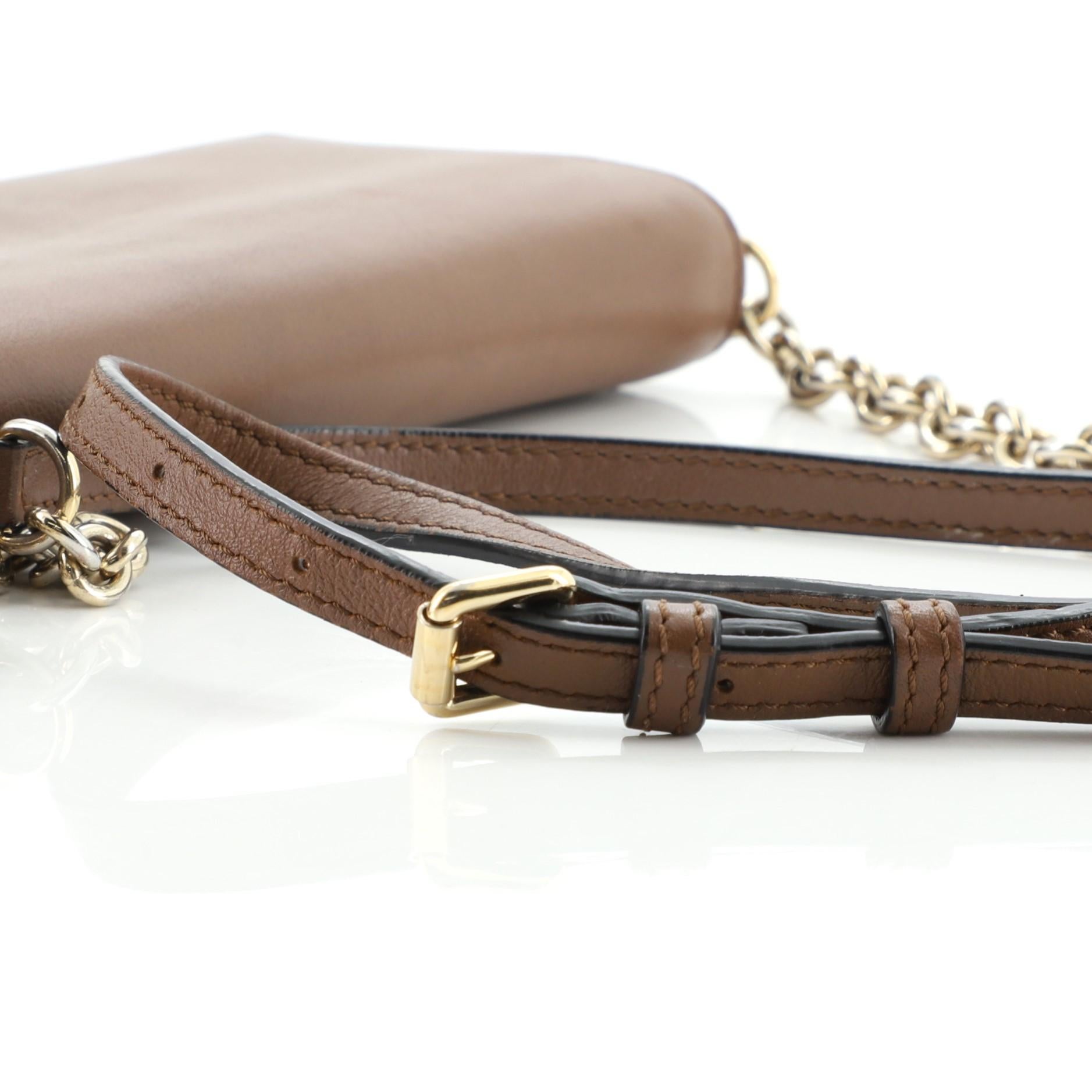 Burberry Henley Wallet on Chain Leather with House Check Canvas at