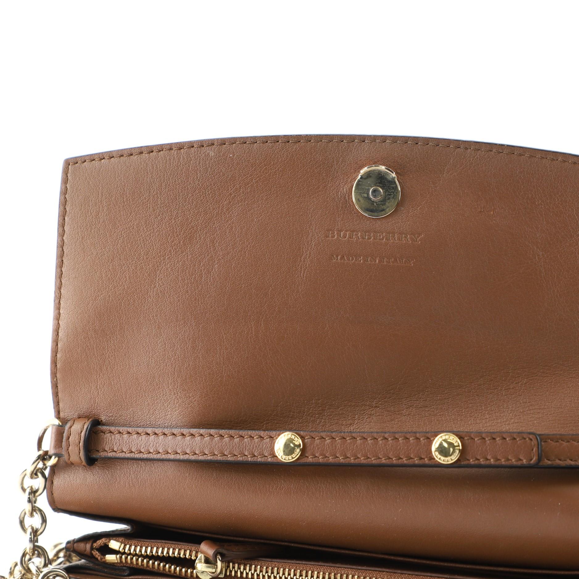 Burberry Henley Wallet on Chain Leather with House Check Canvas at