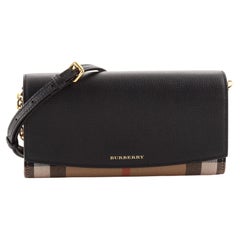 Burberry Henley Wallet on Chain Leather with House Check Canvas