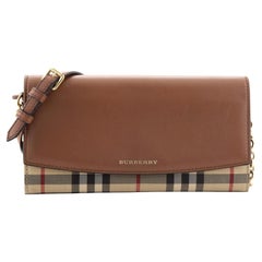 Burberry Henley Wallet on Chain Leather with House Check Canvas