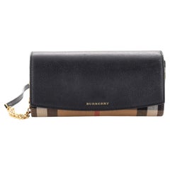 Burberry Henley Wallet on Chain Leather with House Check Canvas