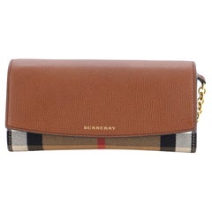 Burberry Henley Wallet on Chain Leather with House Check Canvas