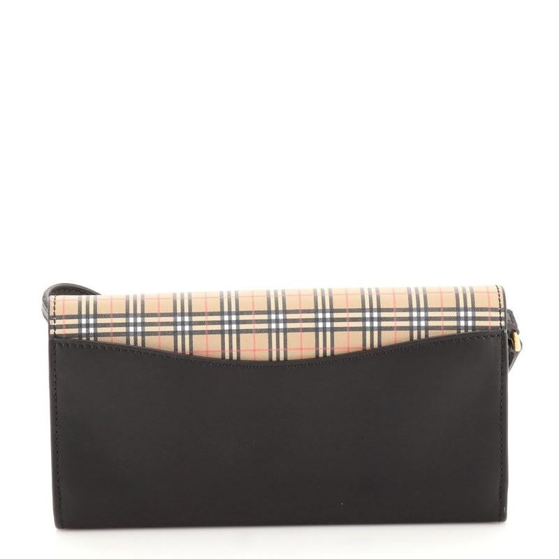 Burberry Henley Wallet on Chain Leder mit Vintage Check Canvas (Schwarz)