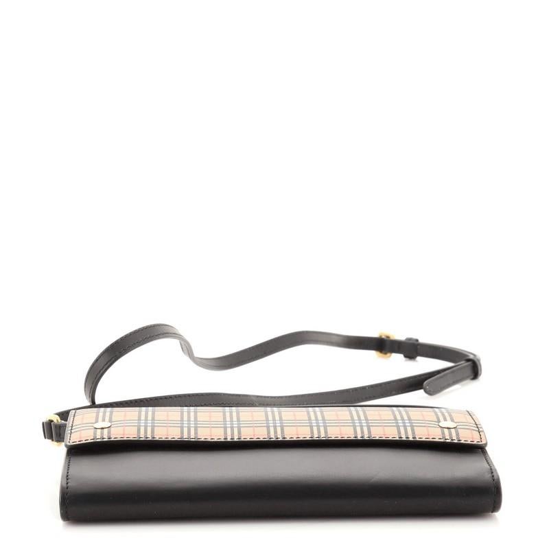 Burberry Henley Wallet on Chain Leder mit Vintage Check Canvas im Zustand „Gut“ in NY, NY