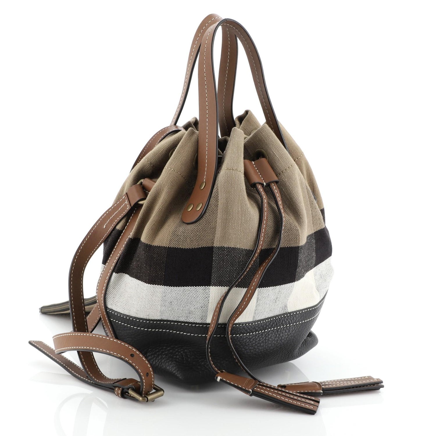 Burberry Heston Bucket Bag House Check Canvas with Leather Small at 1stDibs  | burberry bucket bag