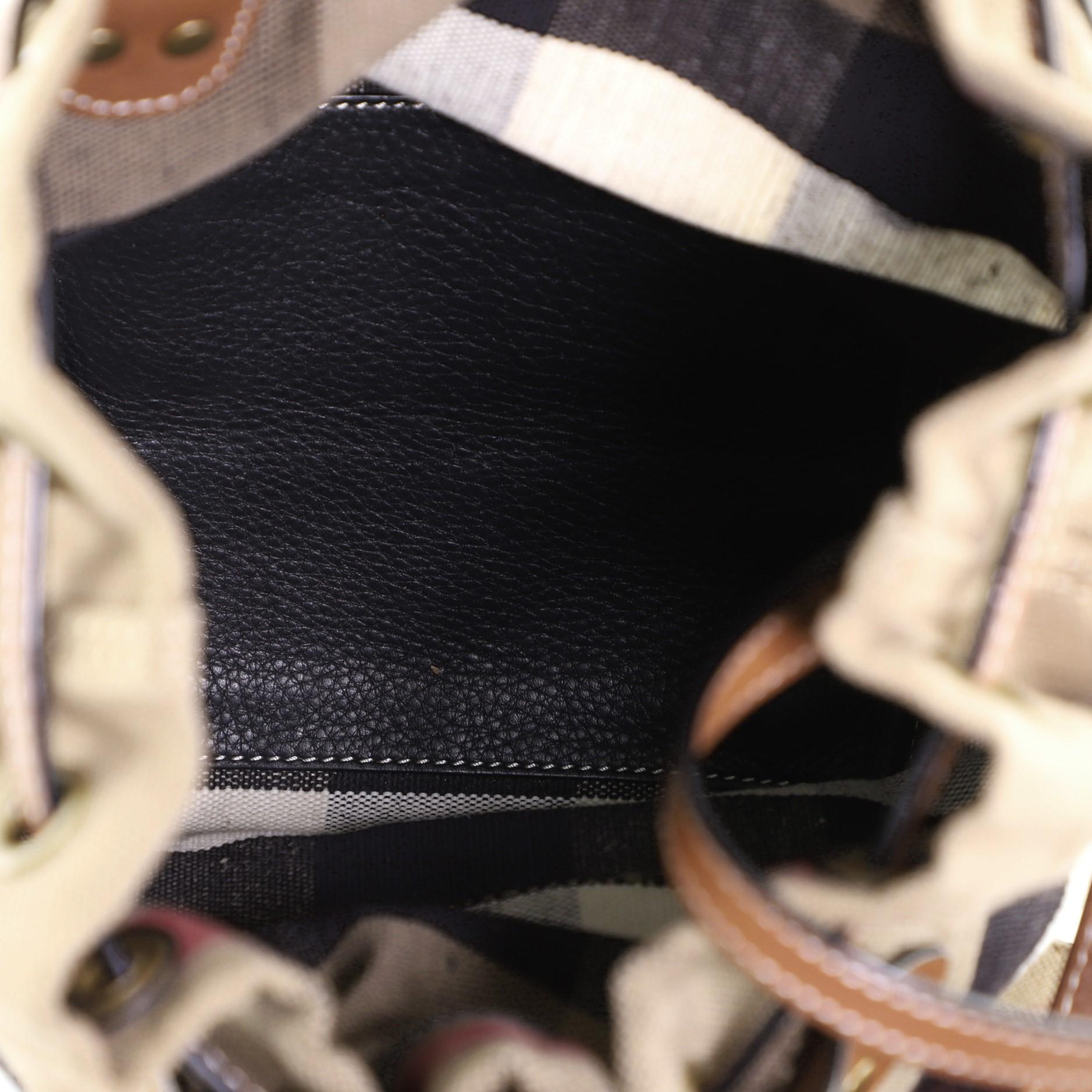 Burberry Heston Bucket Bag House Check Canvas mit Leder Klein 1