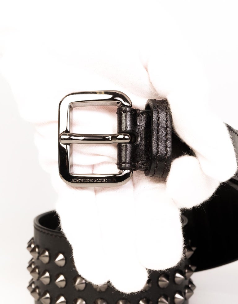 Burberry High Waisted Leather Studded Belt (Size 80/32) For Sale at
