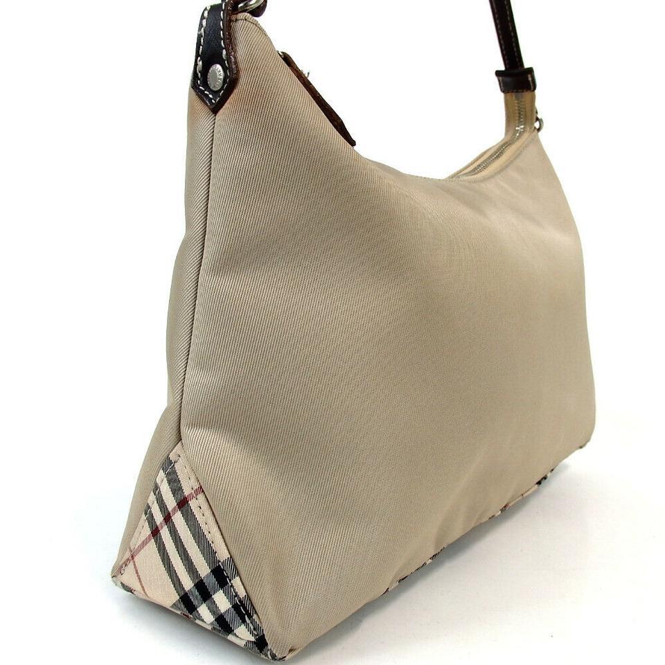 Burberry Hobo Nova Check 872778 Beige Canvas Shoulder Bag For Sale 7