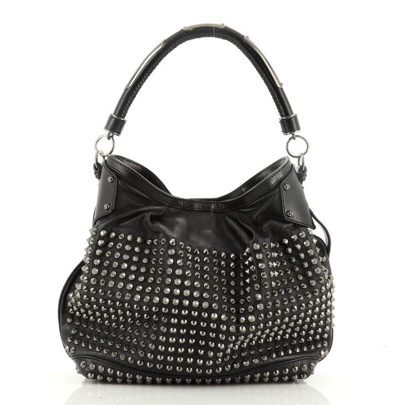 Black Burberry Hobo Studded Leather Medium