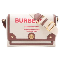 Burberry Horseferry Canvas Leather Shoulder Bag Beige×Brown