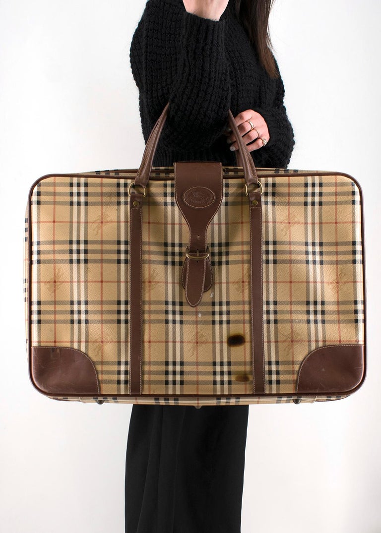 Burberry Horseferry Check Leather Trim Suitcase For Sale at 1stdibs
