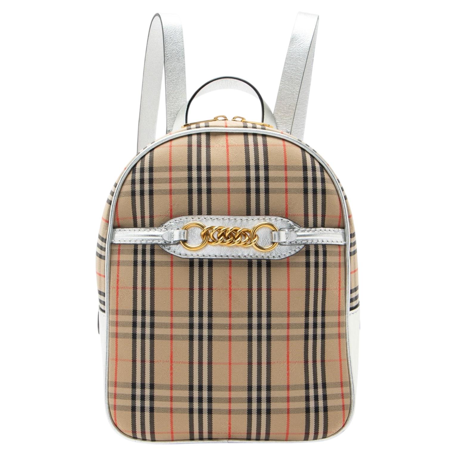 Pre-owned Burberry Horseferry Check Link 1983 Knight Backpack In Brown