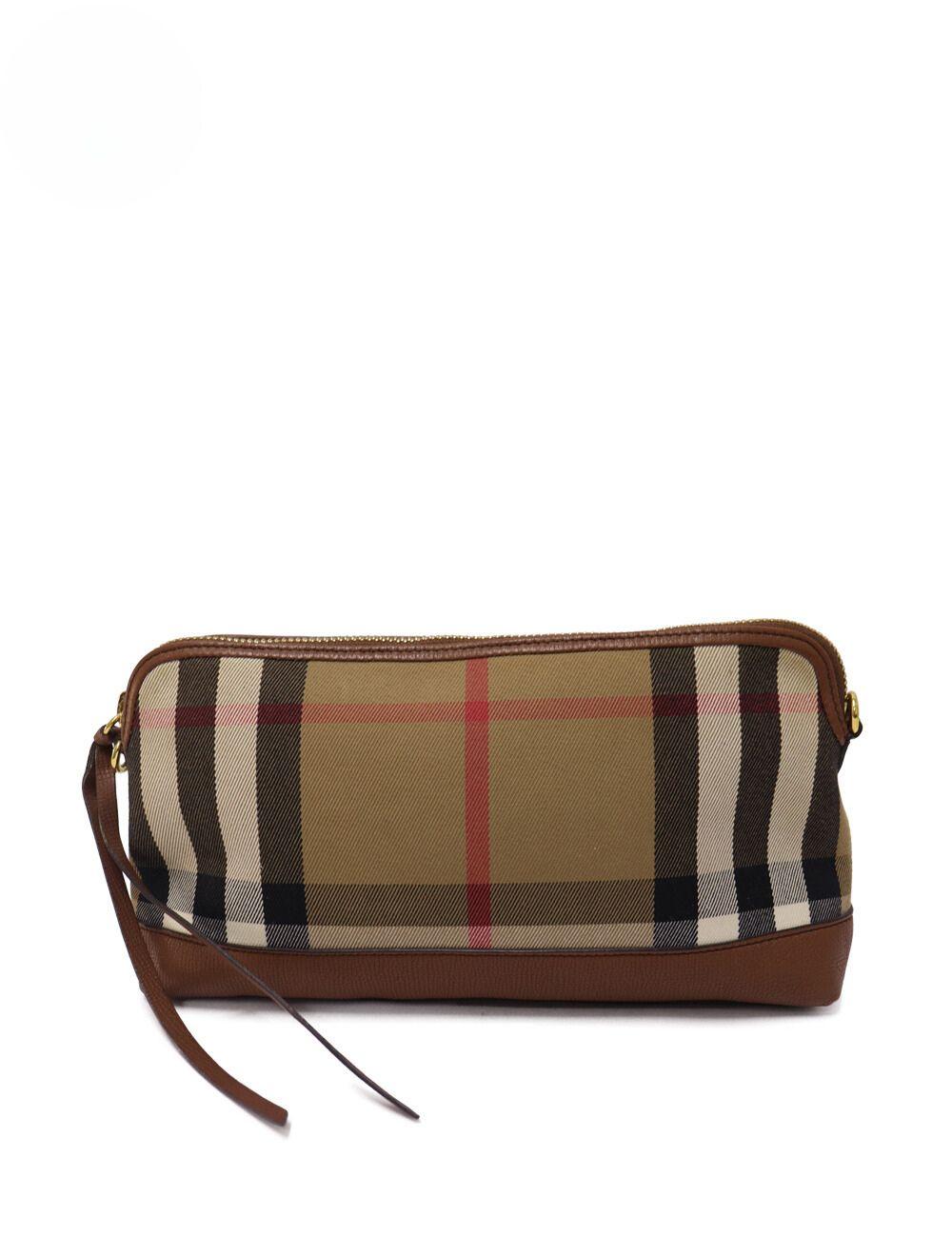 Women's Burberry House Check and Leather Tan Crossbody Bag 