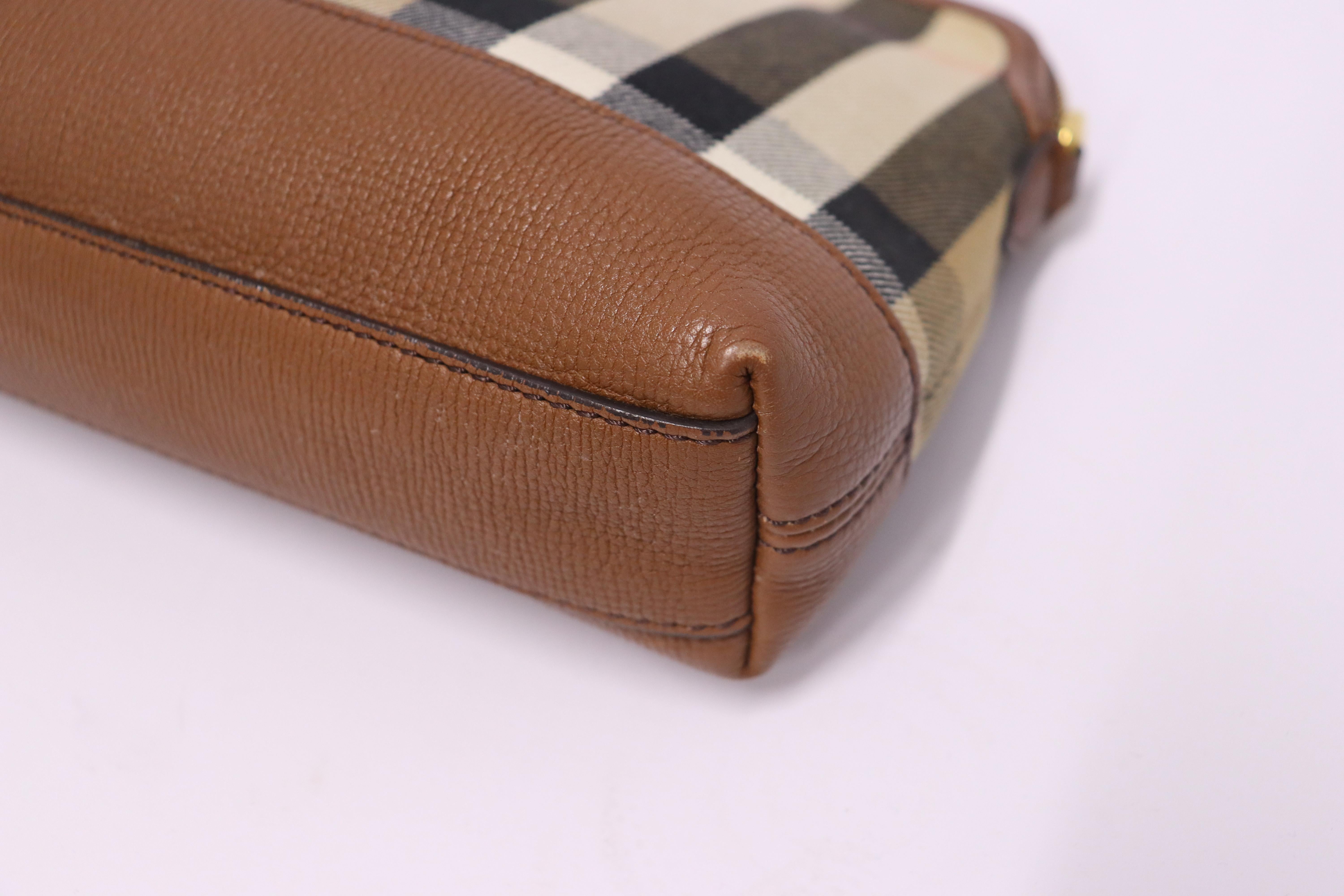 Burberry House Check and Leather Tan Crossbody Bag  2