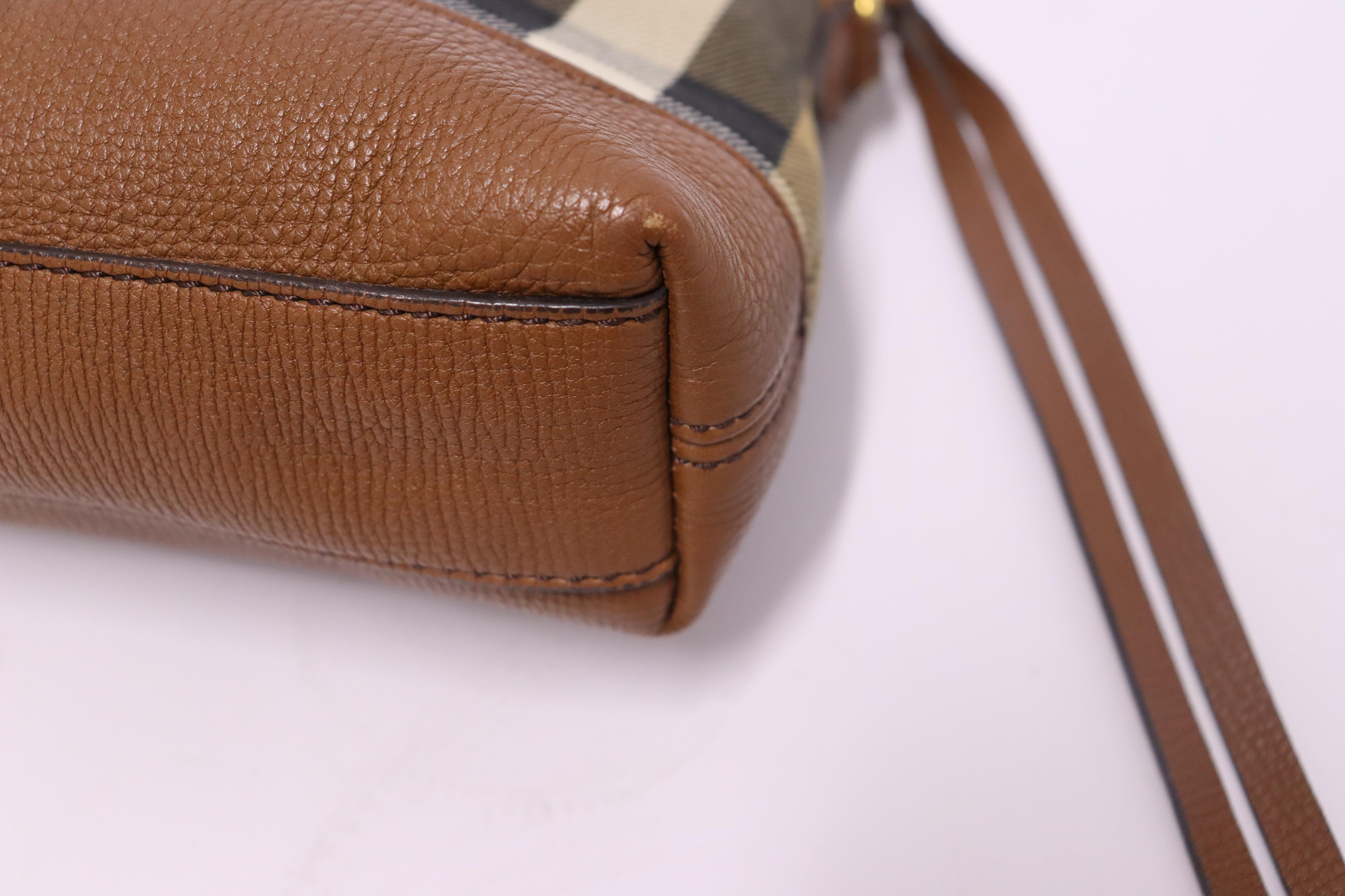 Burberry House Check and Leather Tan Crossbody Bag  3
