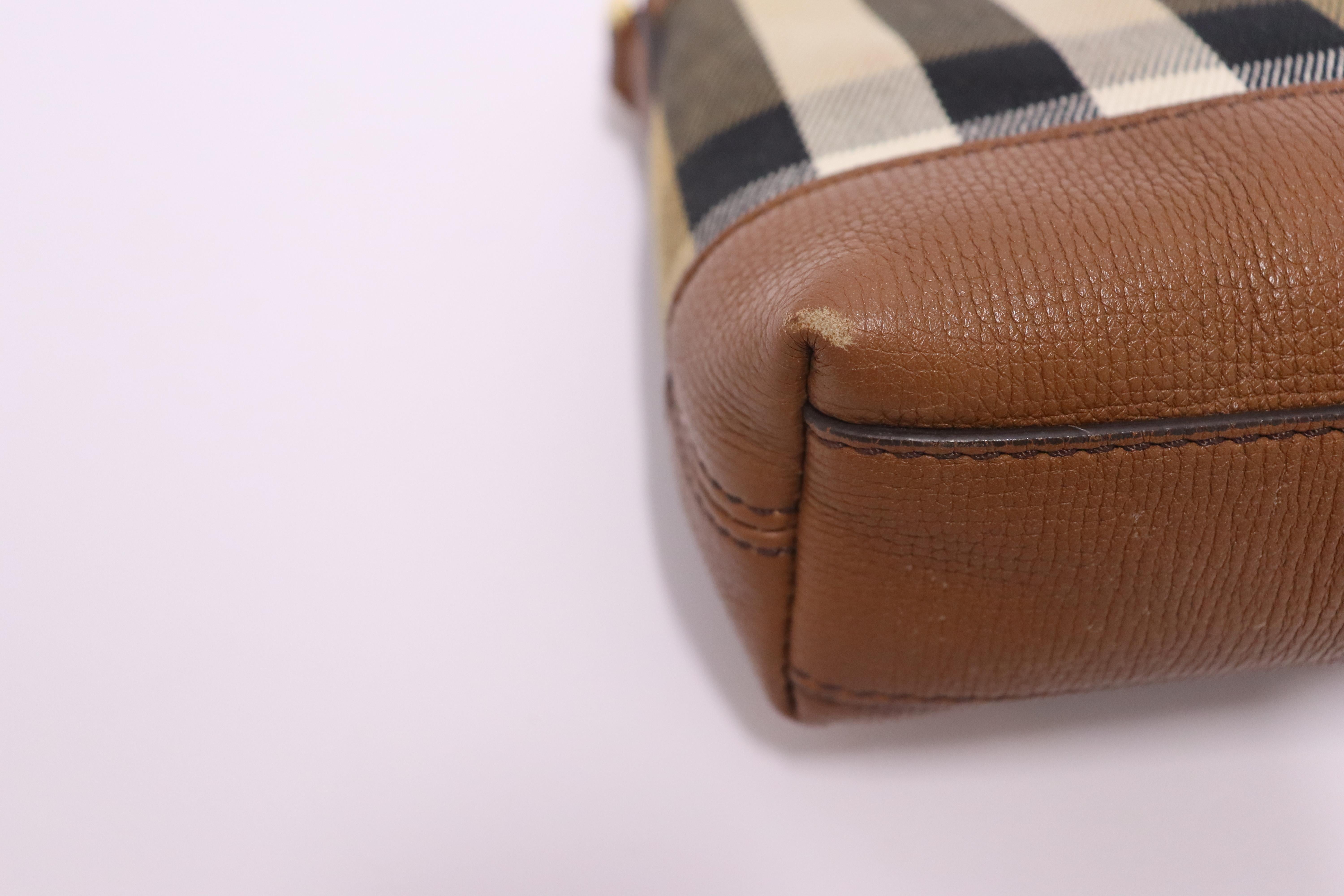 Burberry House Check and Leather Tan Crossbody Bag  4