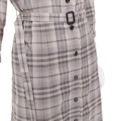 BURBERRY House Check beige cotton cowhide belted shirt dress IT38 XS