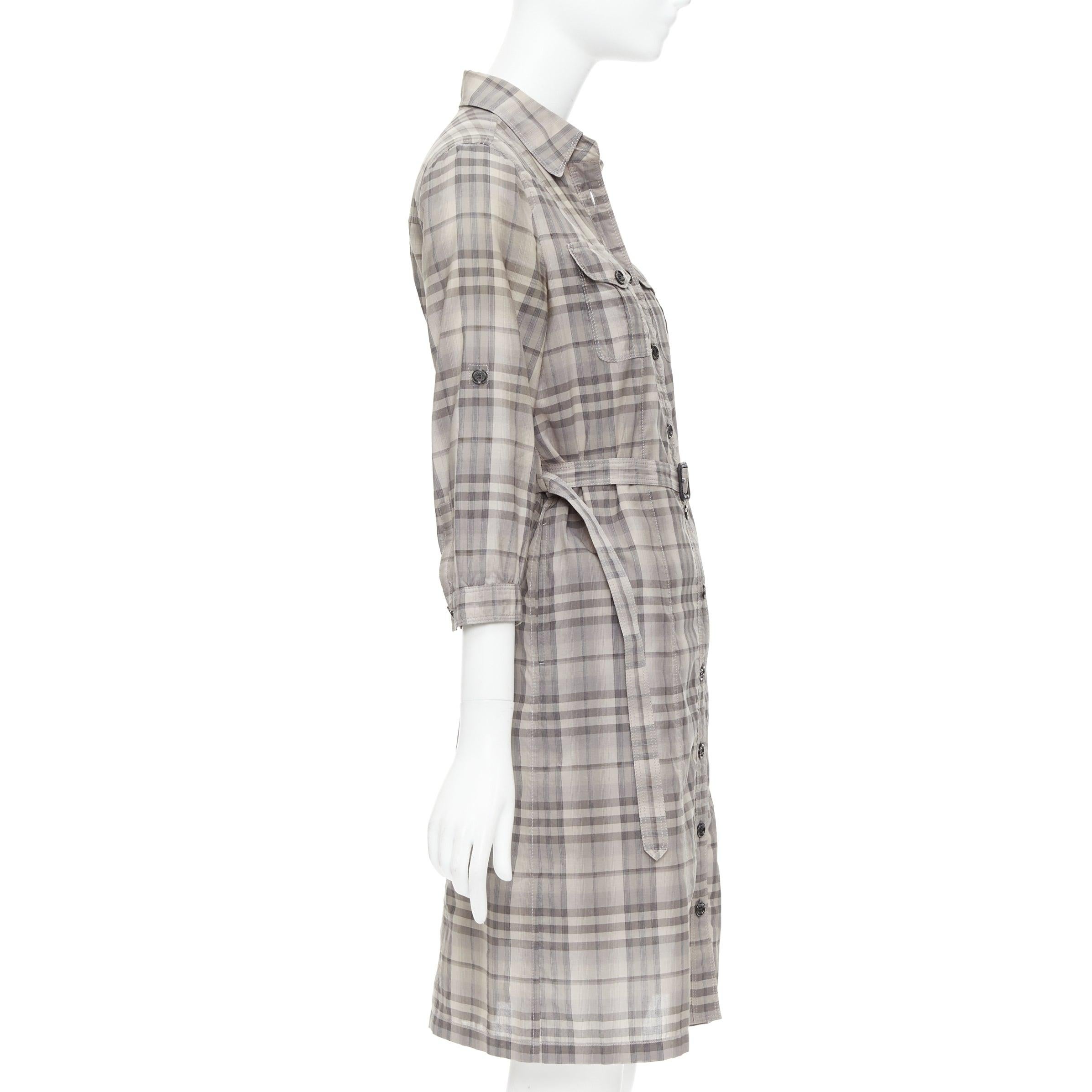Burberry House Check beige in cotone e pelle di mucca con cintura IT38 XS In condizioni buone in vendita a Hong Kong, NT