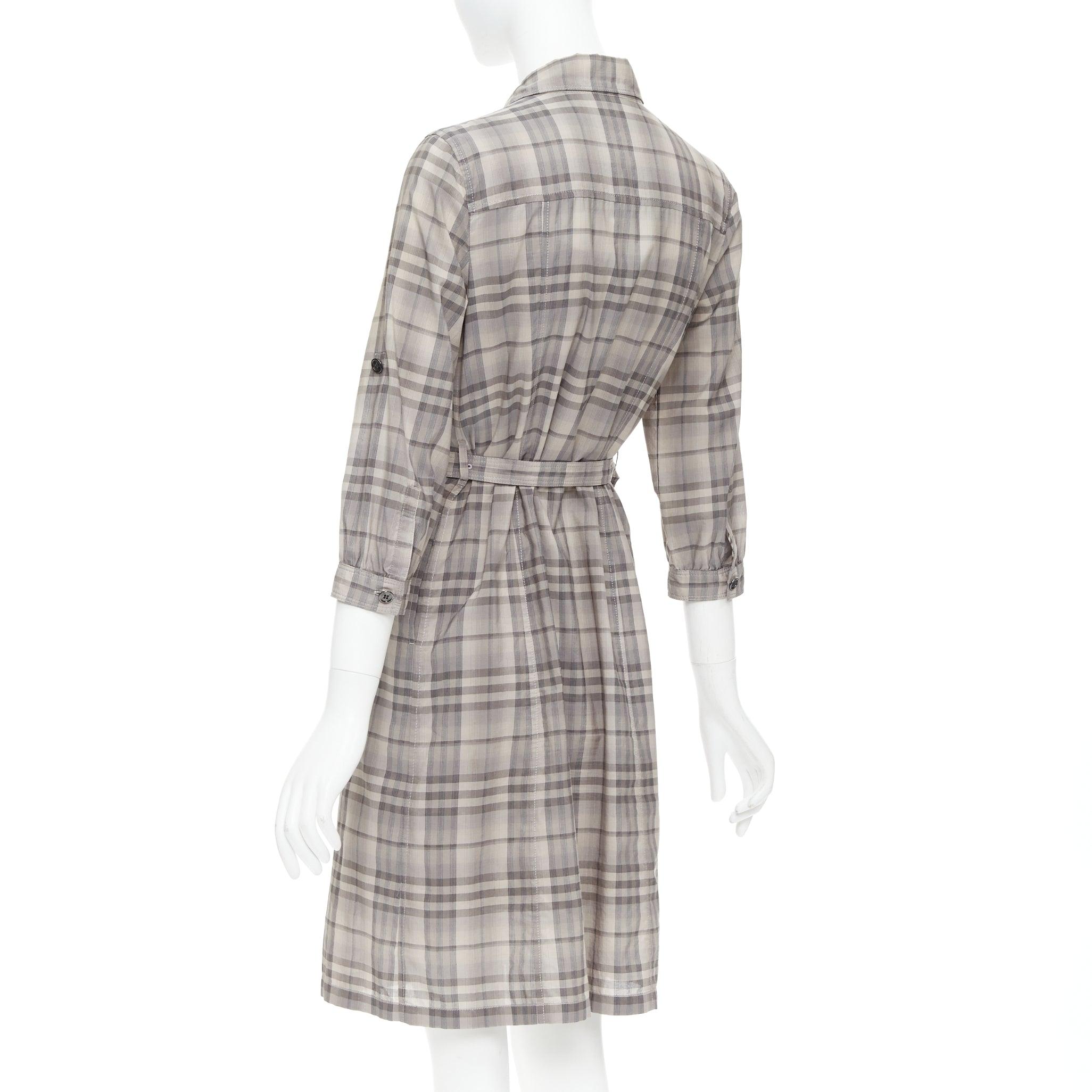 Burberry House Check beige in cotone e pelle di mucca con cintura IT38 XS in vendita 1