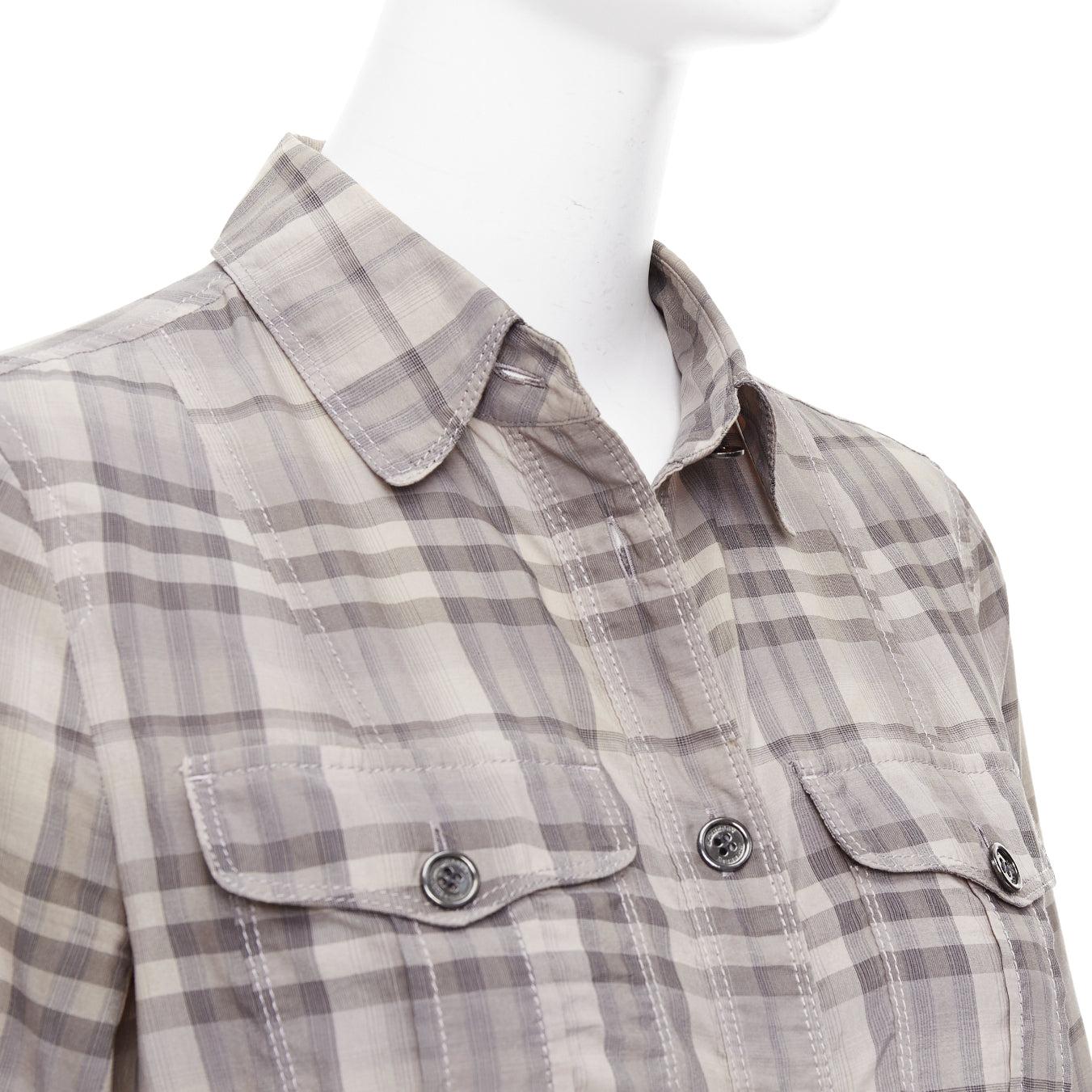 Burberry House Check beige in cotone e pelle di mucca con cintura IT38 XS in vendita 2