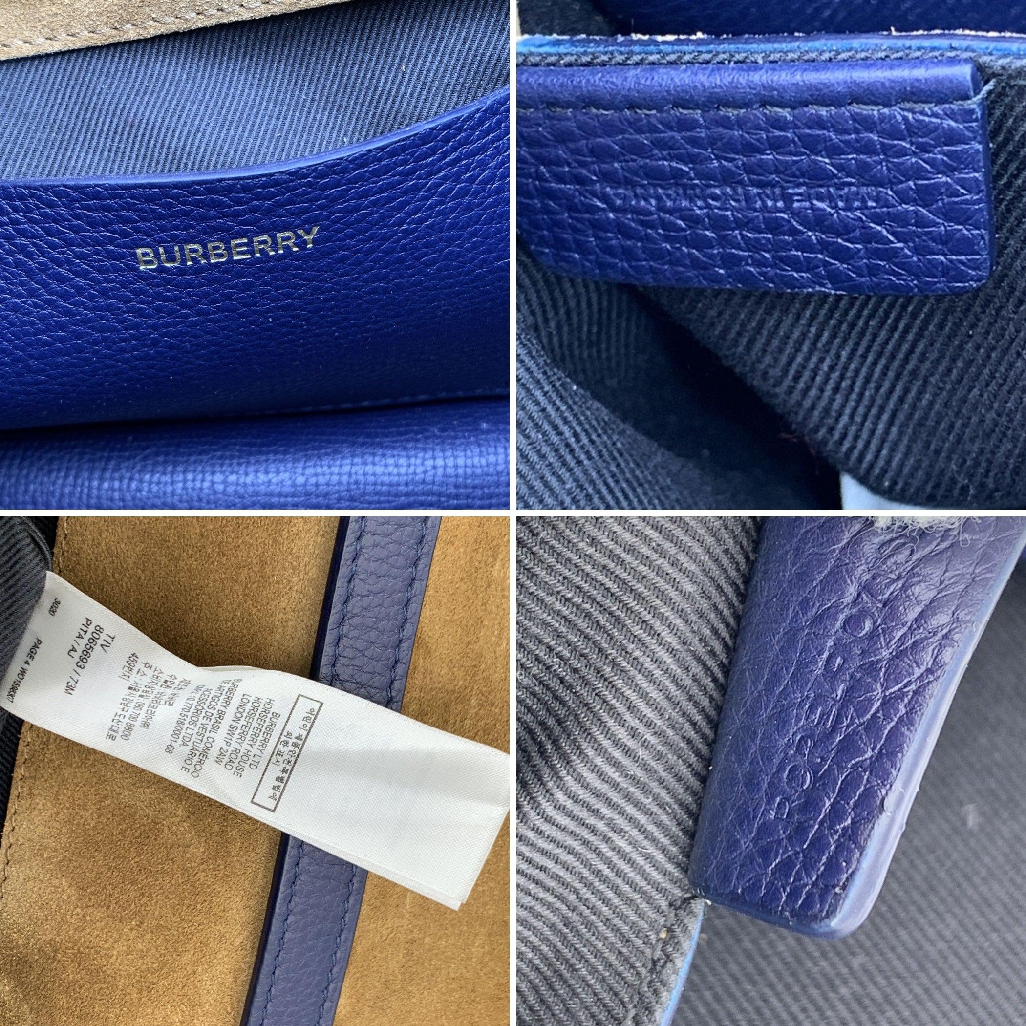 Burberry House Check Canvas Blue Leather Small Macken Crossbody Bag For Sale 1