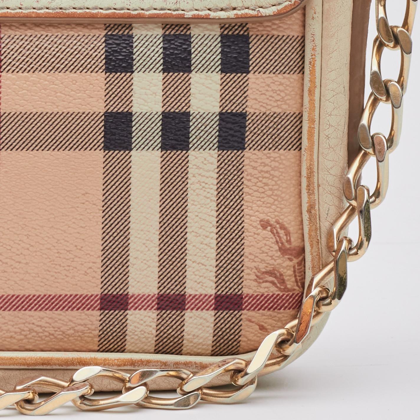 Burberry House Check Canvas Tassel Crossbody Bag Mini en vente 8