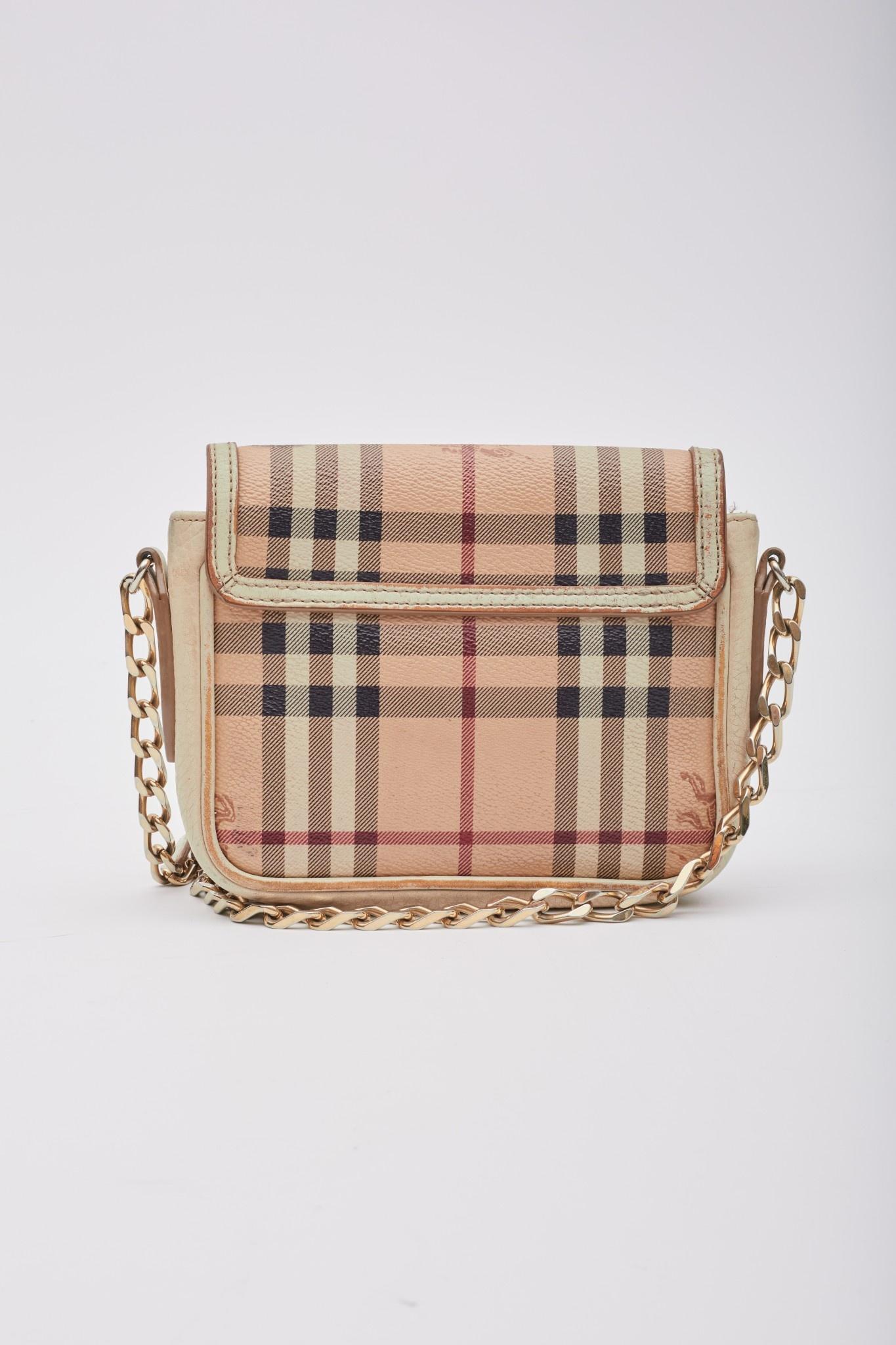 Burberry House Check Canvas Tassel Crossbody Bag Mini Bon état - En vente à Montreal, Quebec