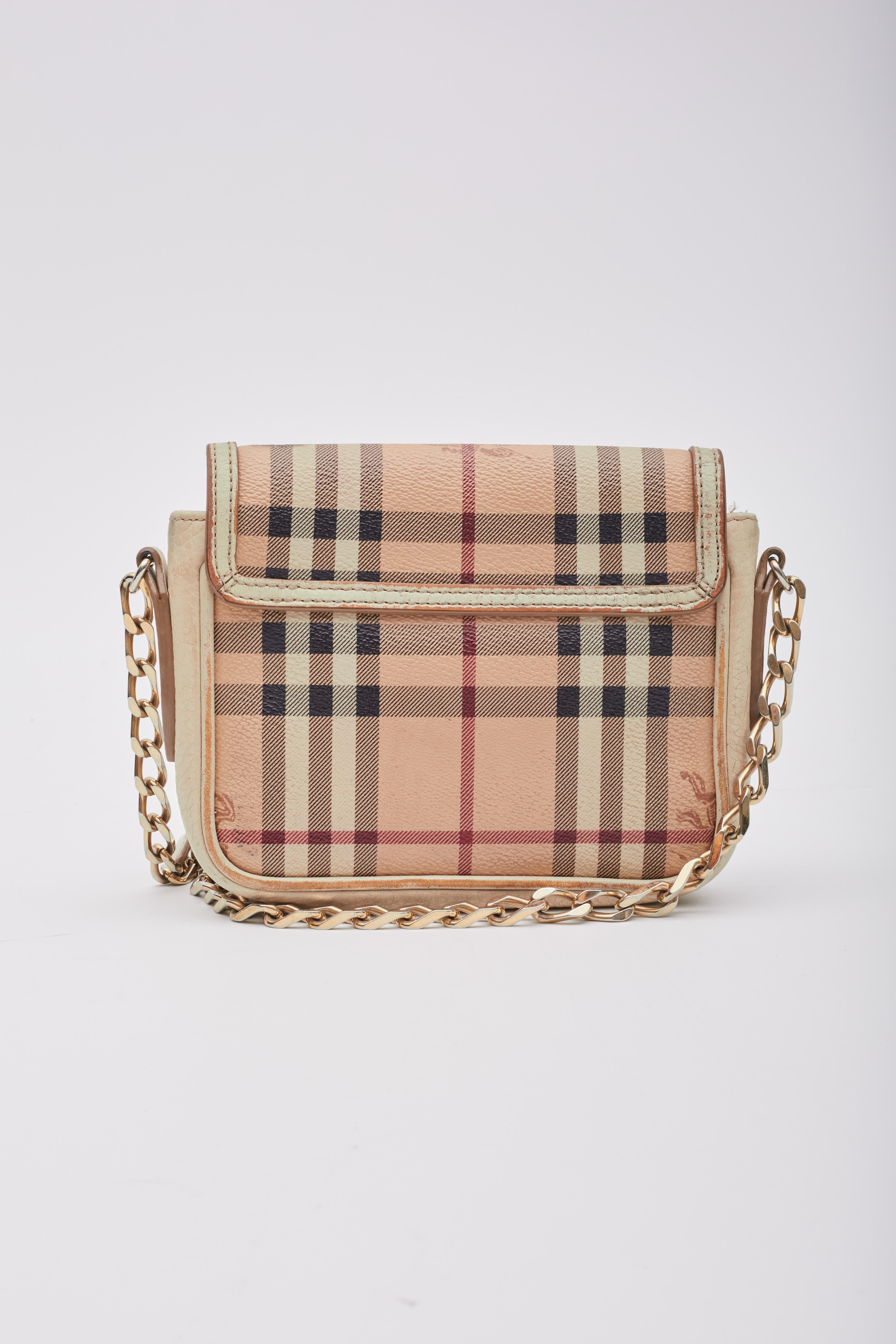 Burberry House Check Canvas Tassel Crossbody Bag Mini Pour femmes en vente
