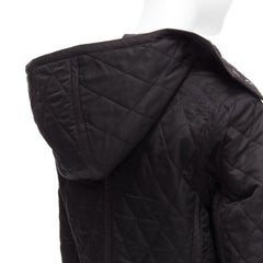 BURBERRY House Check lined black diamond quilted shell hooded jacket